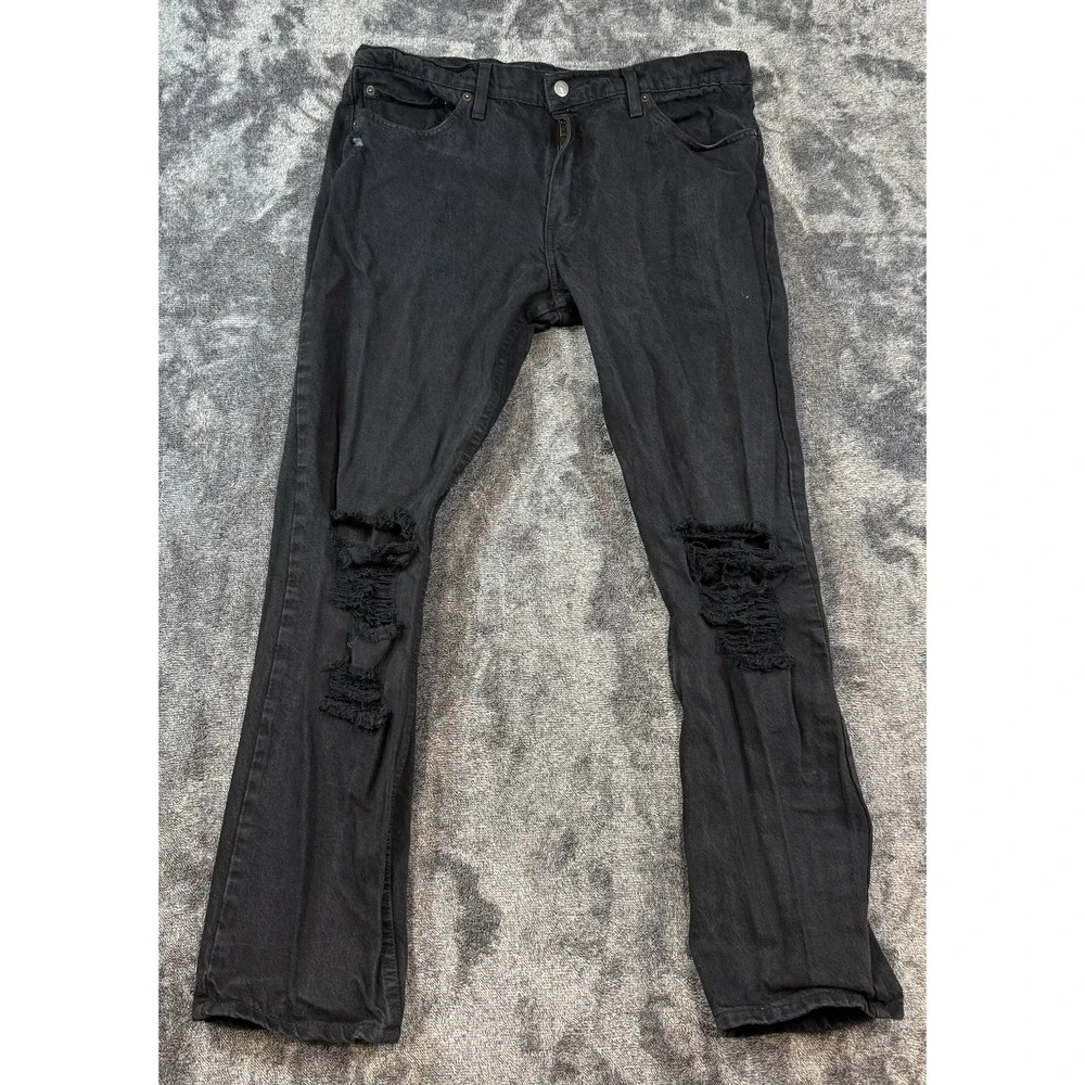 Levi's Jeans Men's 36x30 Black Denim 511 Slim Distressed